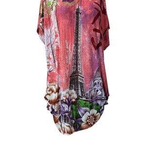 Parisian Print Coral Women's Top